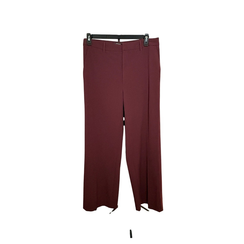 Banana Republic Womens Size 12 Tall Burgundy Stretch High Rise Wide Leg Pants